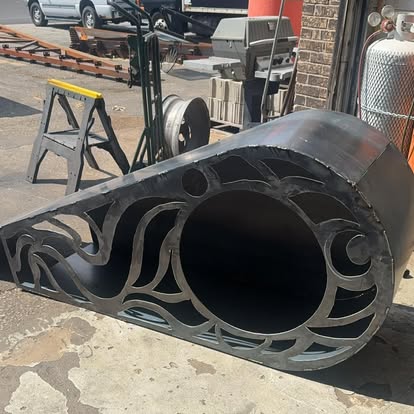 Decorative plasma-cut steel tube fabricated in the shop